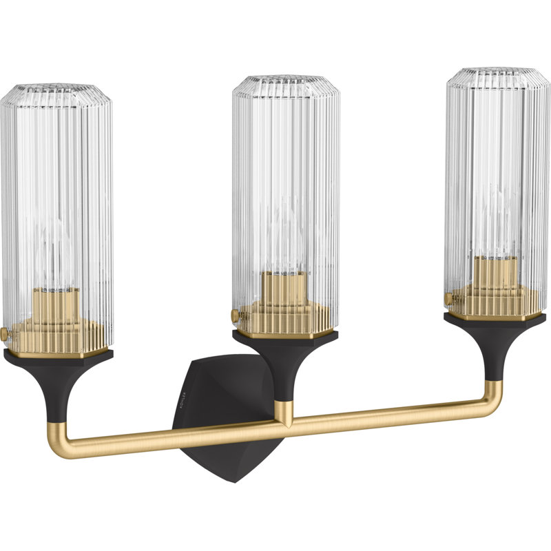 Occasion 3-Light Sconce, Black, Brass Trim