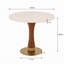 Table de salle à manger ronde de 85 cm (33,5 po) en pierre frittée et pieds en bois d'hévéa, piétement design en bois d'hévéa avec accents en osier tressé à la main et base en acier inoxydable pour cuisine, appartement et bistrot-242051160