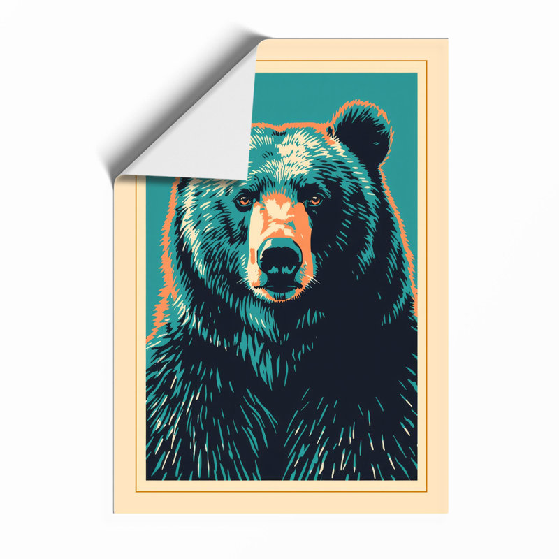 Turquoise Bear Retro - Framed Print, A1 - 84.1 x 59.4 cm, Unframed