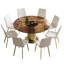 Table de salle à manger ronde de 53 pouces de luxe avec plateau en verre fumé, table de cuisine moderne pour 4 à 8 personnes, base en acier inoxydable doré et assemblage facile, table de petit-déjeuner peu encombrante pour les appartements