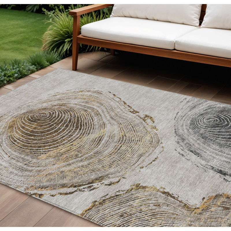 Tapis intérieur lavable abstrait 9 pi x 12 pi brun