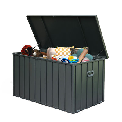 Domi Louvered Deck Box 200 Gallons Water Resistant Lockable with Wheels