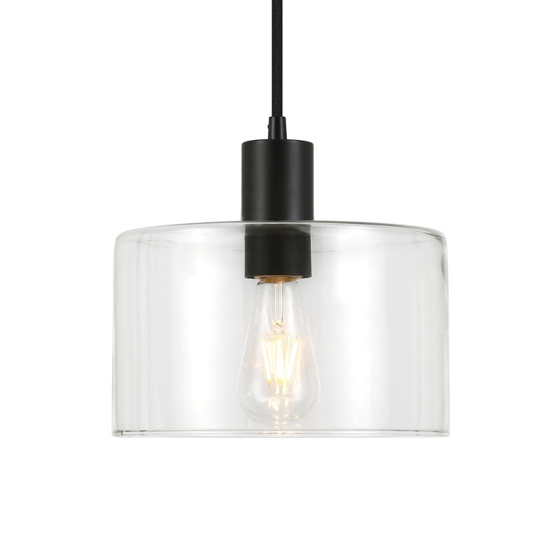 Luminaire suspendu cylindrique à 1 lumière Henri, Bronze noirci, Transparent
