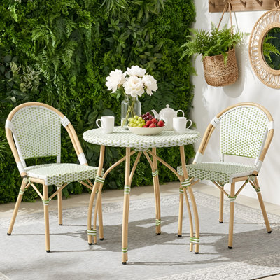French Wicker Bistro Chair Outdoor Dining Side Chair Rattan Accent Stackable Patio Chairs by Bay Isle Home