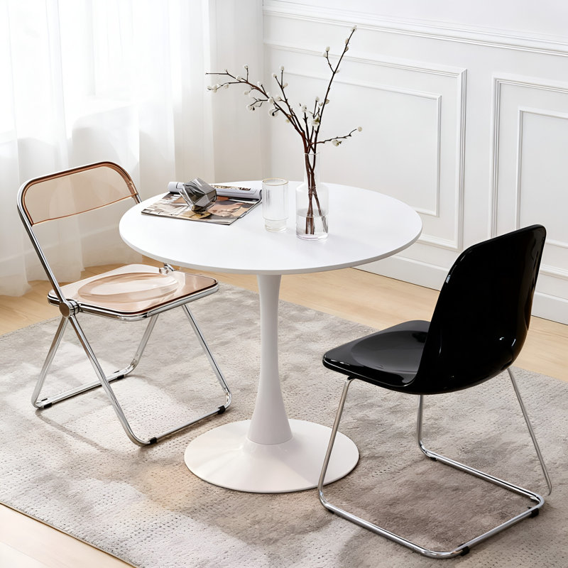 31.5'' Modern Round Dining Table,Black, Black, Wood, 29.1"H x 31.5"L x 31.5"W