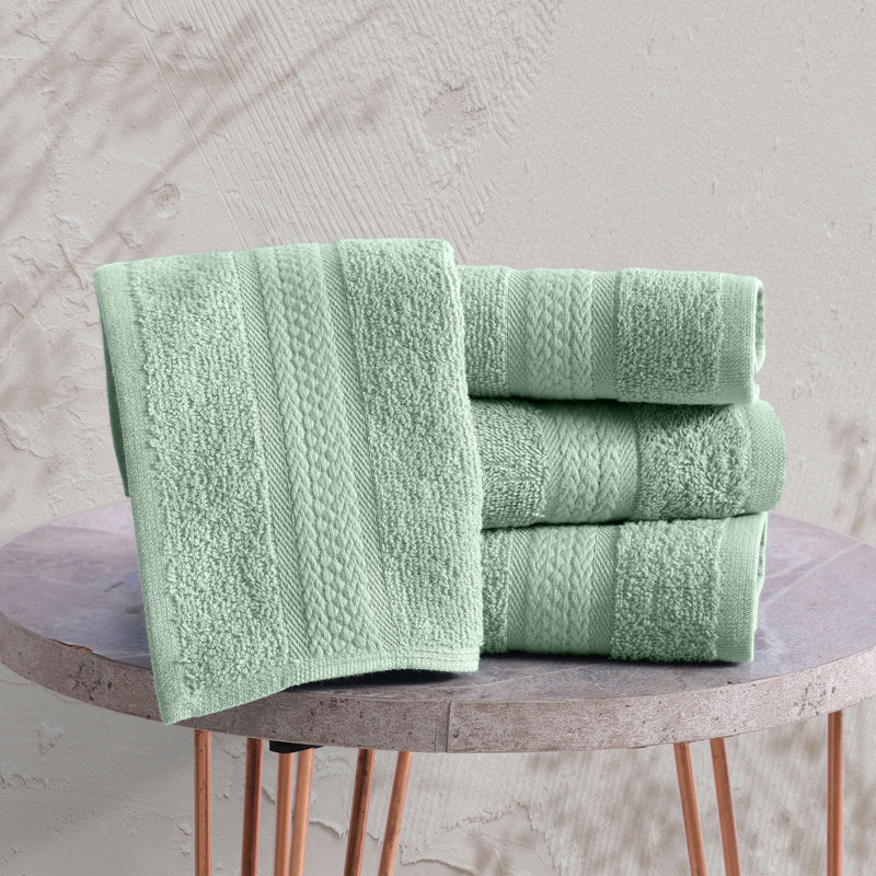 Ensemble de débarbouillettes en coton turc à séchage rapide 4 pièces, débarbouillettes 13 x 13, Vert clair
