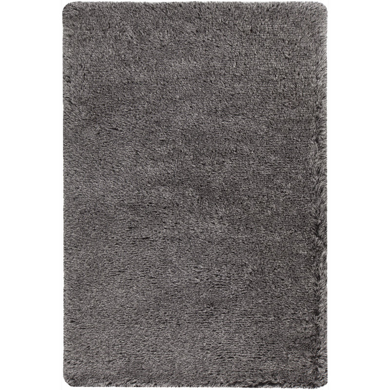 Tapis à poils longs argent/noir Gareth, Rectangle 9 pi x 13 pi