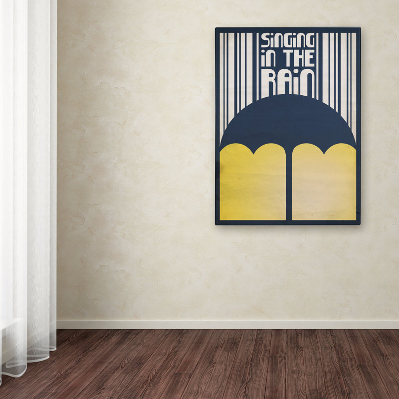 Singing in the Rain Yellow and Blue Canvas Print 16" x 24"