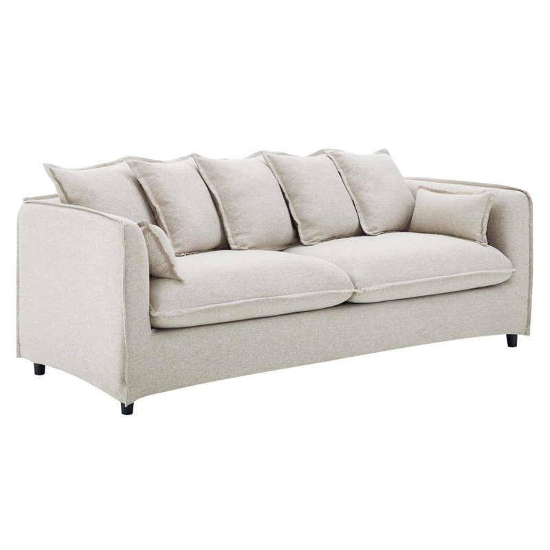Avalon Slipcover Fabric Sofa, Beige Polyester Blend