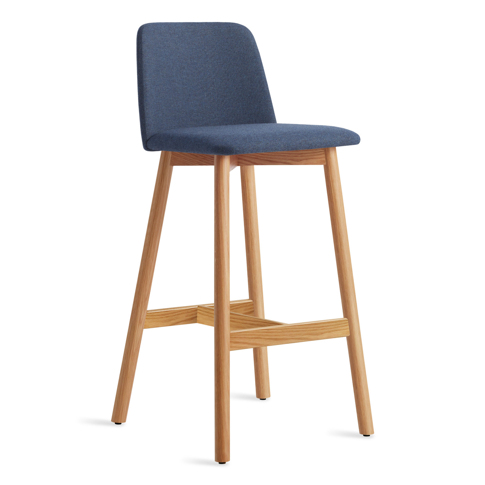 Chip Stool, White Oak, Bar Stool (31" Seat Height), Toohey Navy Plainweave