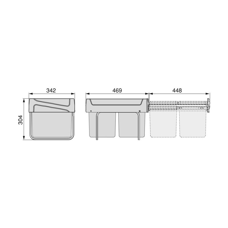 Petties Plastic Pull Out Pull Out Rubbish Bin - 30L