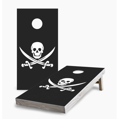 Black Skull and Sword Corn Hole Board Set