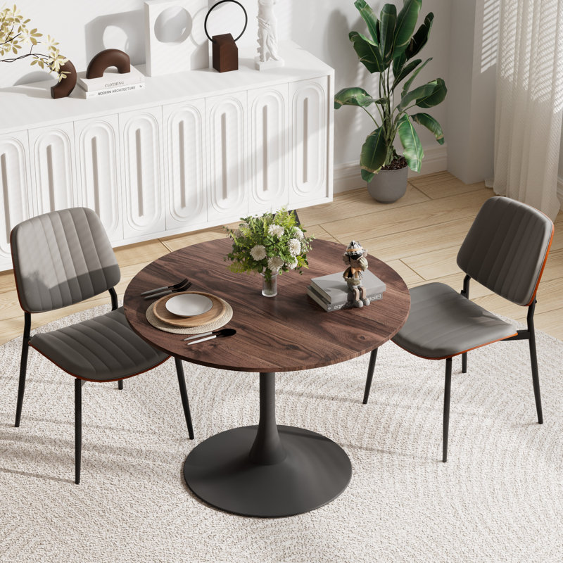 Ensemble 3 pièces de table de salle à manger et chaises Modern Modern, Brun, Gris, Noir, noir, noir, noir