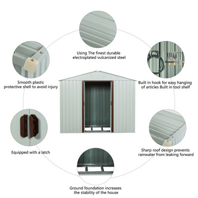 8ft x 4ft Outdoor Metal Storage Shed With window and metal foundation