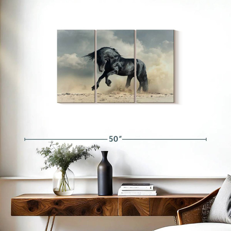 Brampt Powerful Black Stallion, 20" H x 33" W