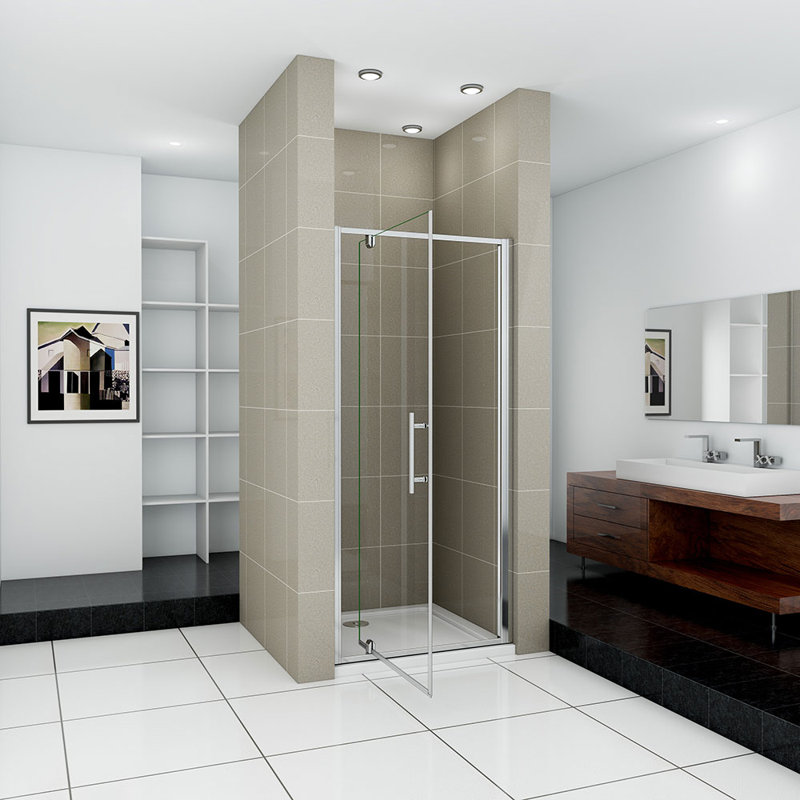 Nyiah 900 x 1850mm Pivot Shower Door Hinge Shower Screen Safety Glass