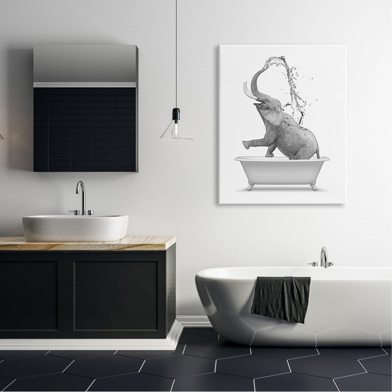 Art mural sur toile surdimensionné avec éléphant, H 48 po x l 36 po x P 1,5 po, Toile tendue