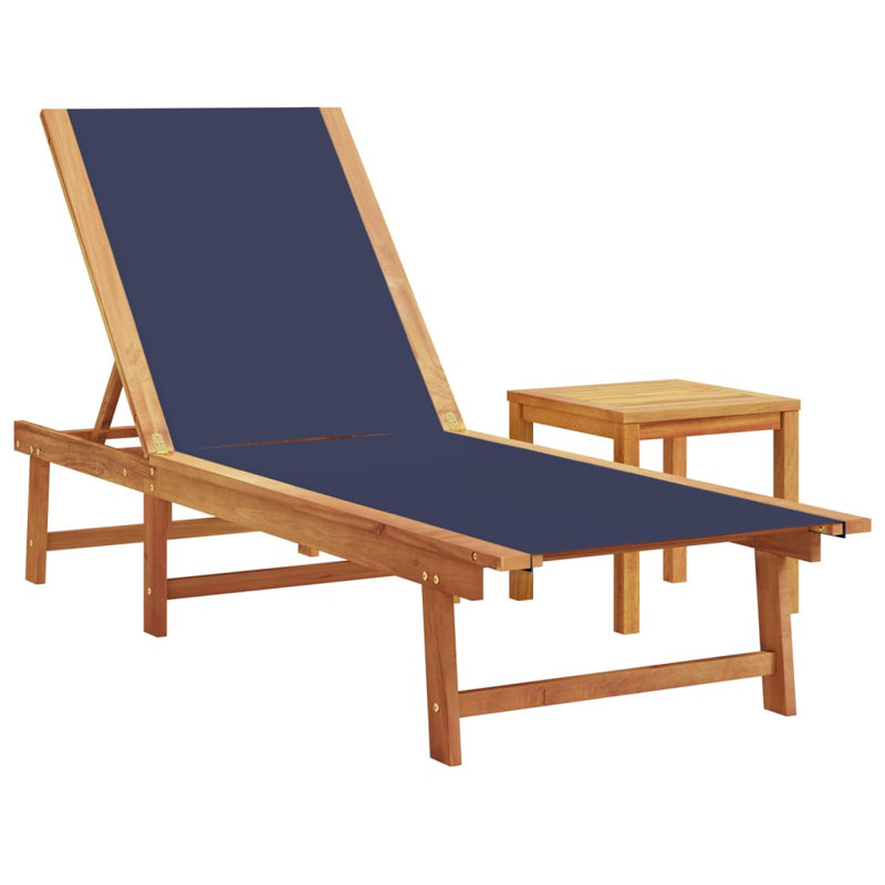 Rosemarie 200cm Long Acacia Single Chaise, Navy