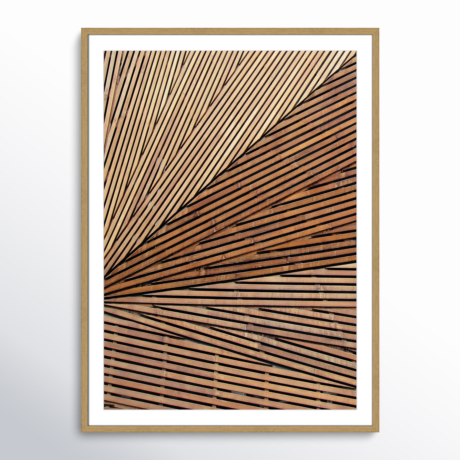 Geometric Wood Panel 1 - Picture Frame Print, Black Wood Grain, 15" H x 13" W x 0.75" D