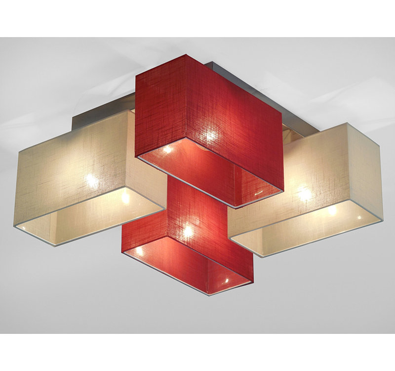 Seaton Semi Flush Mount, Matt brushed nickel, Burgundy/Cream transparent