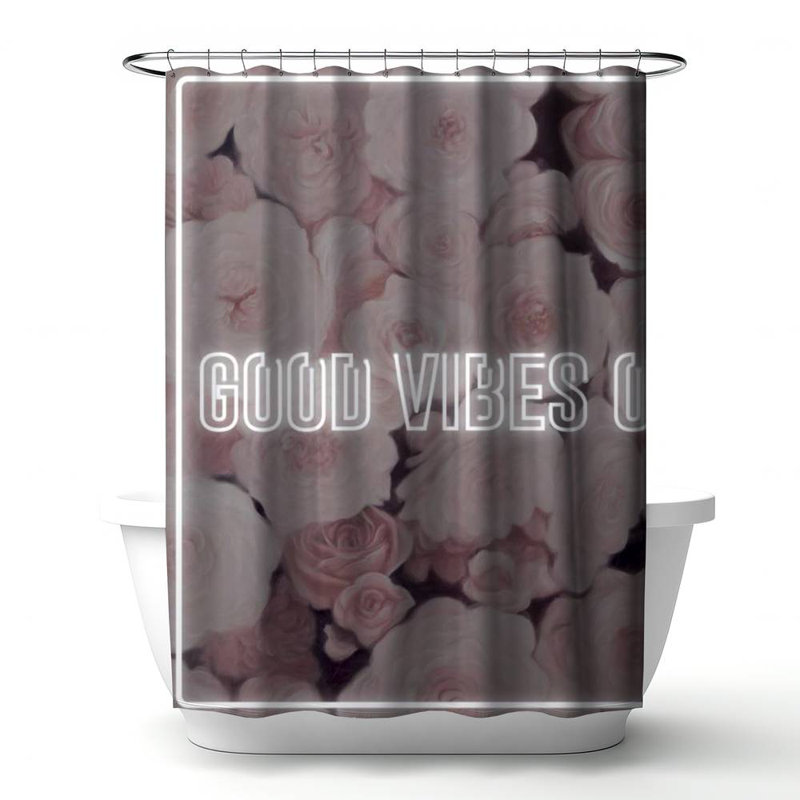 Floral – Polyester Shower Curtain, Dye Sublimation Print, 71" W × 74" L