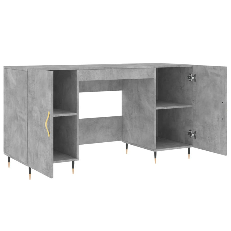 Fidler Metal Base Writing Desk, Concrete Grey/Black