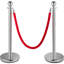 6PCS Red Rope Stanchion Silver Post