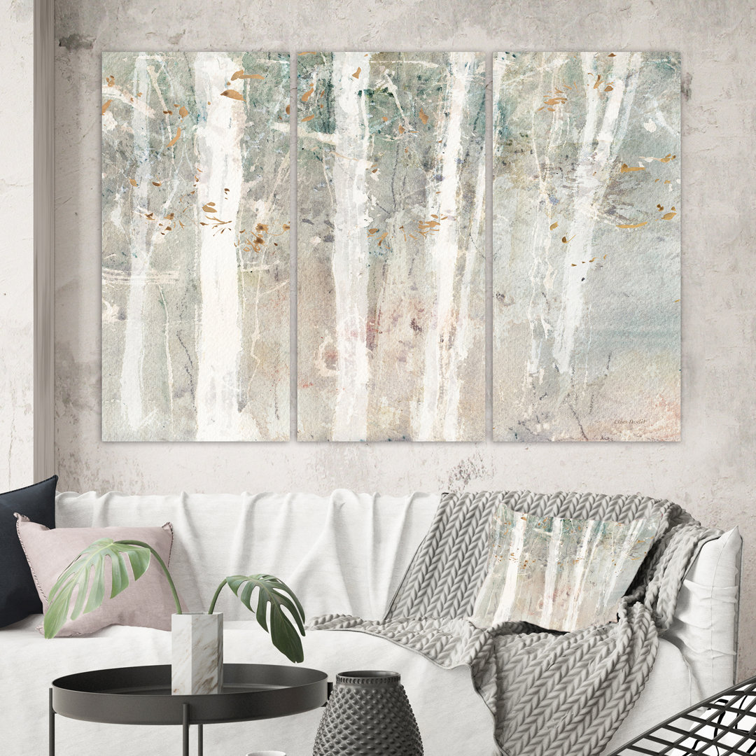 " A Woodland Walk Into The Forest V " 3 - Pieces Painting Print East Urban Home 