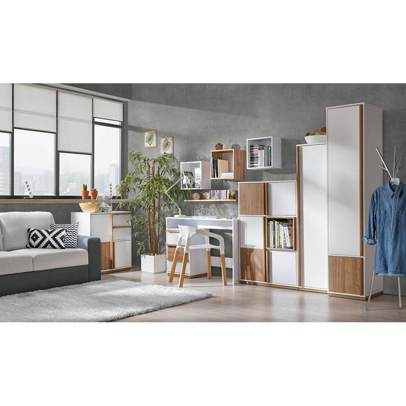 Mackenlie Square Walnut Solid Wood Cube Shelf