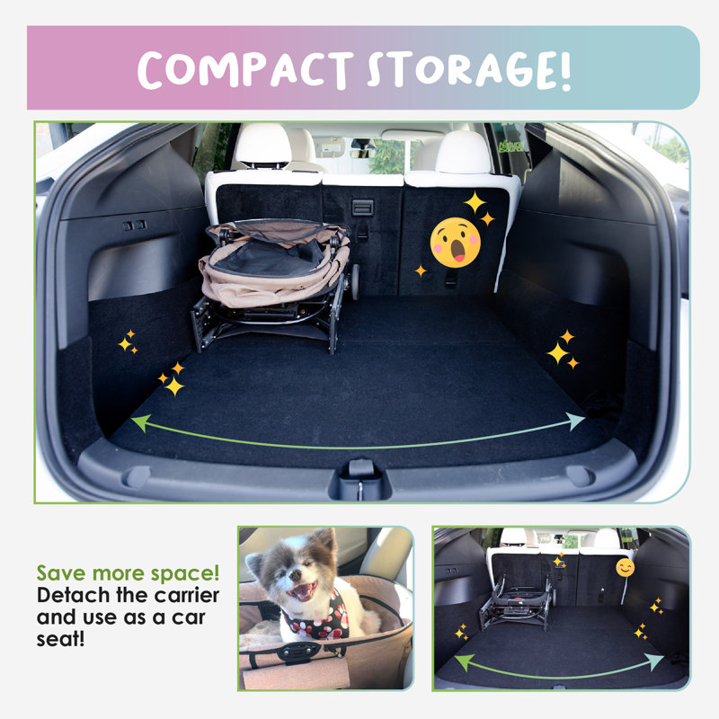 Midnight Black 3-in-1 Pet Stroller with Carrier and Car Seat