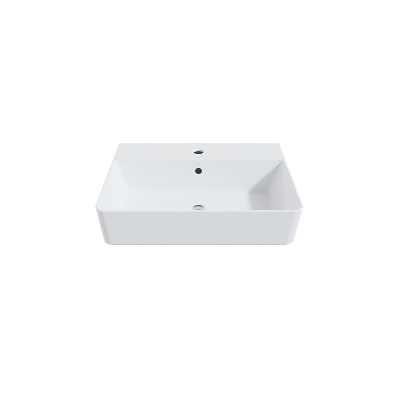 Lavabo de salle de bain rectangulaire à en argile réfractaire blanc avec trop-plein
