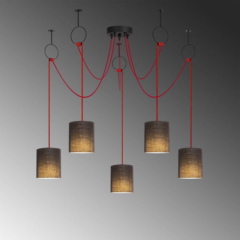 Luminaire suspendu tambour 5 lumières Shayaan