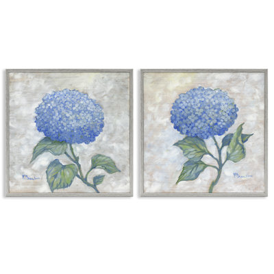 Blue Hydrangea Garden Blooms 2 Piece Framed Giclee Art Set, design by Paul Brent