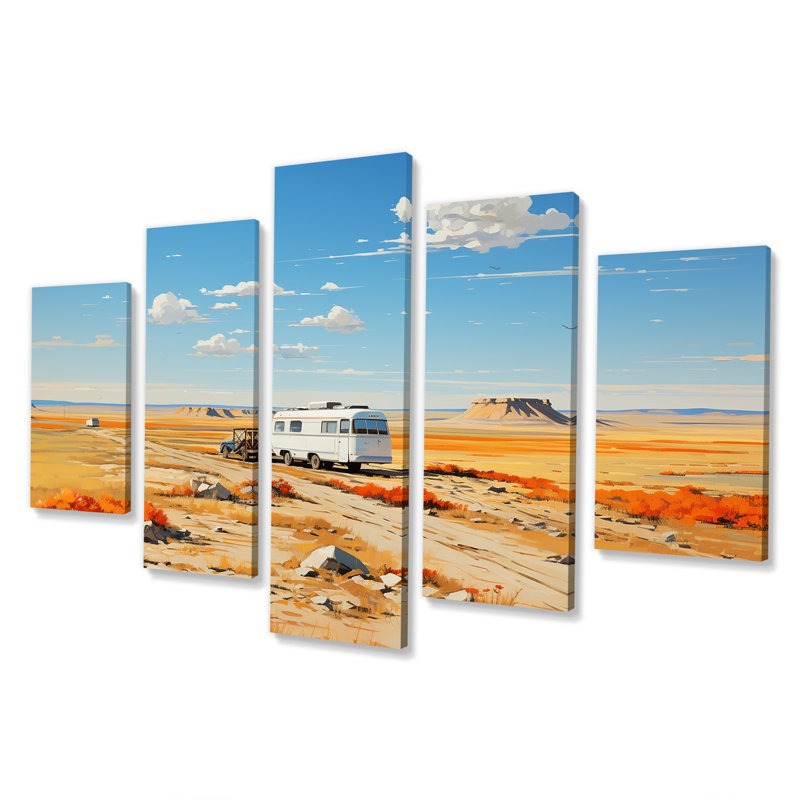 «Camping Desert Haven I», art mural multi-panneaux
