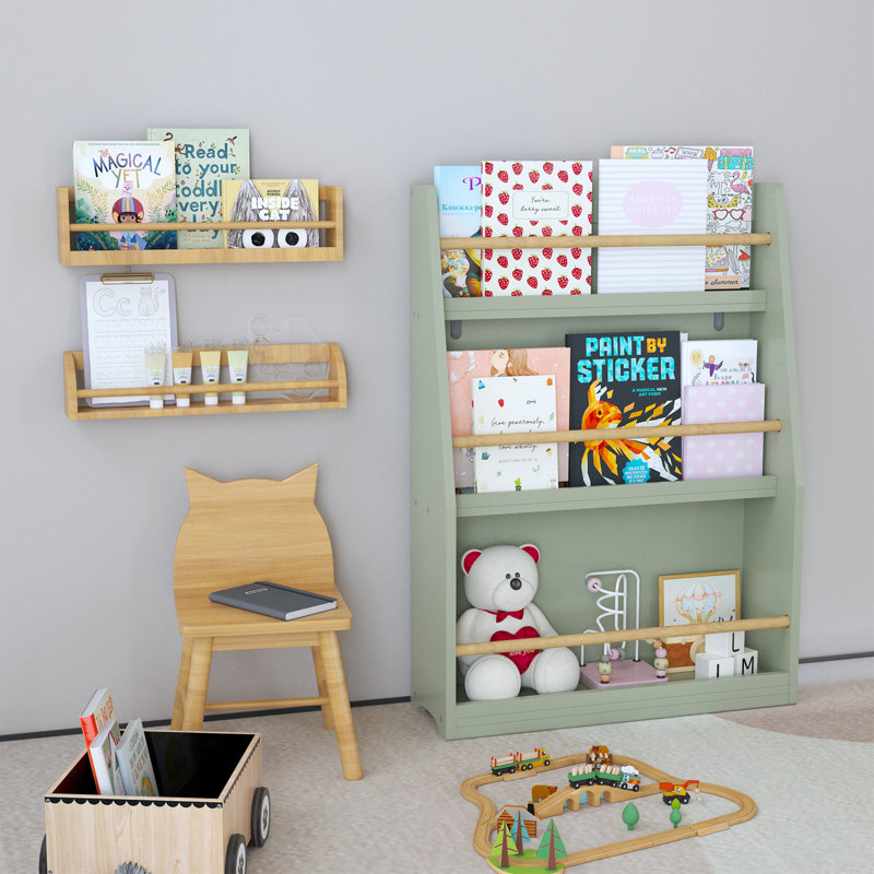 3 Tier Kids Book Shelf,Kids Book Rack, Sage