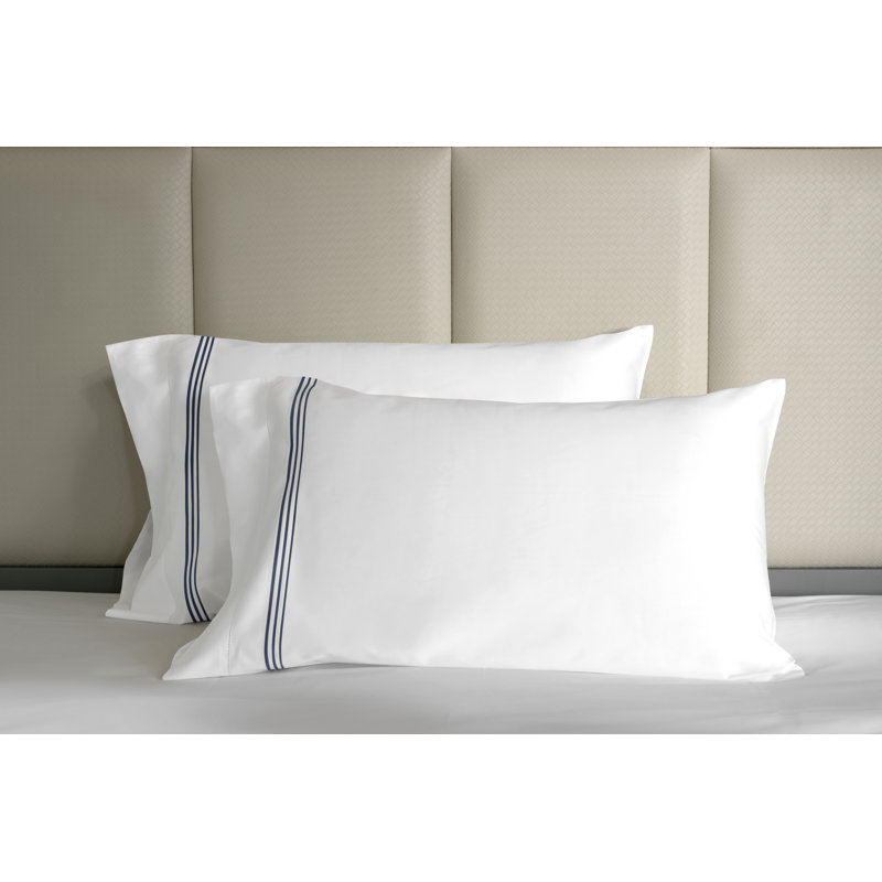 Granduca Pillow Case, White/Dark Blue, King Pillowcase