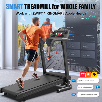 Foldable Treadmill for Home, 2.5HP Portable Treadmill with Handles, 300 lbs Capacity, APP Control & LED Display - Folding Walking Pad for Fitness