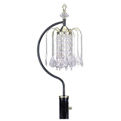 Lampe de table de 27 po de hauteur en métal noir avec lustre en cristal - Éclairage décoratif moderne pour le salon et la salle à manger, homologué UL