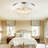 19.5" Crystal Ceiling Light, 3-Light Chandelier with White Fabric