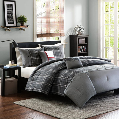Édredon simple / simple TG avec motif écossais classique et lit en tissu doux avec coussin multicolore