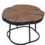 Table basse centrale irrégulière de 68,5 cm (27 po) avec plateau, finition bois rustique, structure en métal noir, charge maximale de 60 kg (132 lb), idéale pour un coin créatif. Des tons contemporains et naturels.
