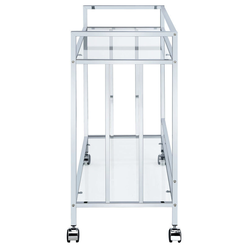 Chariot-bar rectangulaire en métal Cara, Chrome