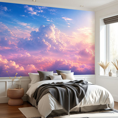 Papier peint adhésif auto-adhésif de couleur soleil pastel amovible de couleur pastel pour salle de séjour H 69 po x l 96 po