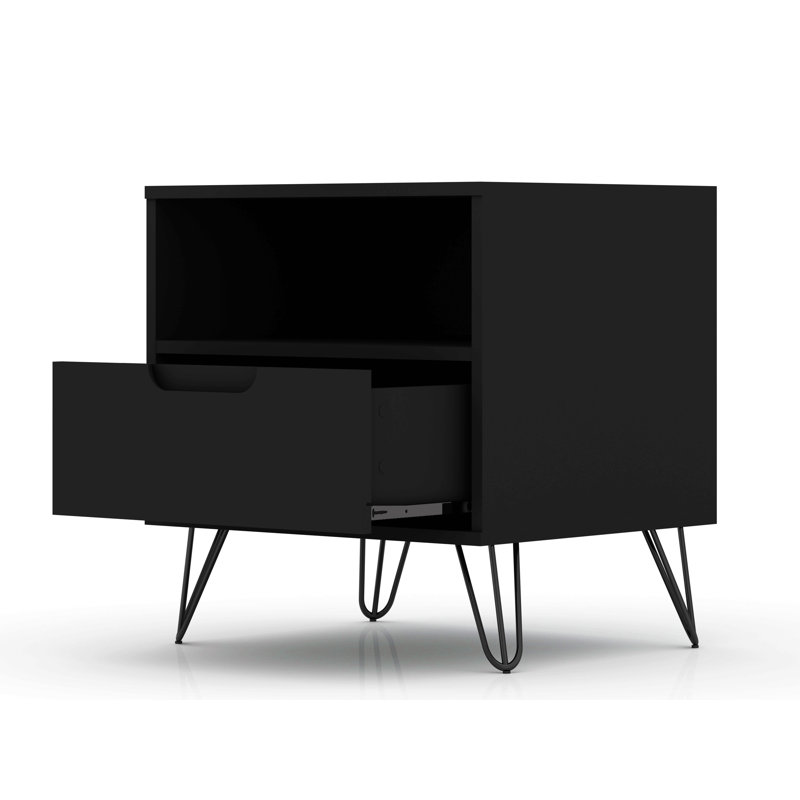 Table de chevet Mid-Century moderne en noir, Noir