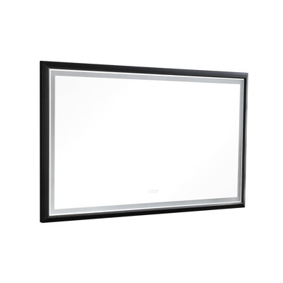 Black Framed Rectangular 84in X 48in Led Fog Dimmable Bathroom Vanity Mirror Wall Mount 84in. W 48in. H Appealing