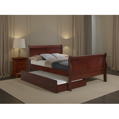 Sayre Cherry Full Trundle 2pc Bedroom Set with Three Drawer Nightstand
