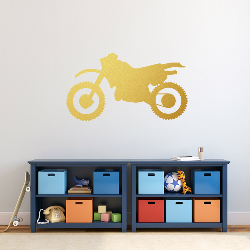 Décalcomanie murale silhouette de vélo à saleté, Or