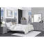 Très grand lit pour la chambre à coucher - Panneau oriental gris avec tête de lit tapissier couleur bois et confort moelleux-3367009-3367015