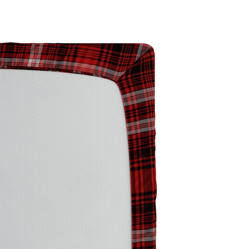 Microfiber Plaid Fitted Sheet, Queen Fitted Sheet, Red/Yellow Plaid 5