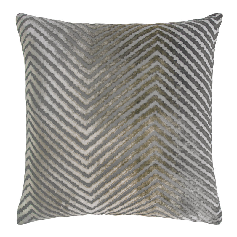 Chevron Velvet Pillow Cover & Insert, 20"H x 20"W, Nickel